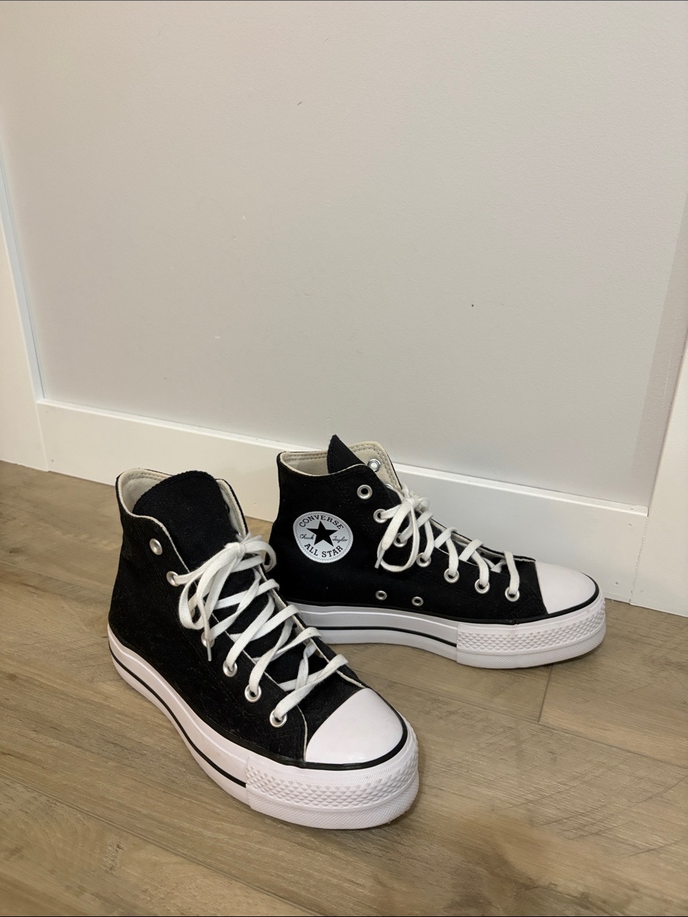 Converse High Top Platform Sneakers - Black & White (Worn Once)
